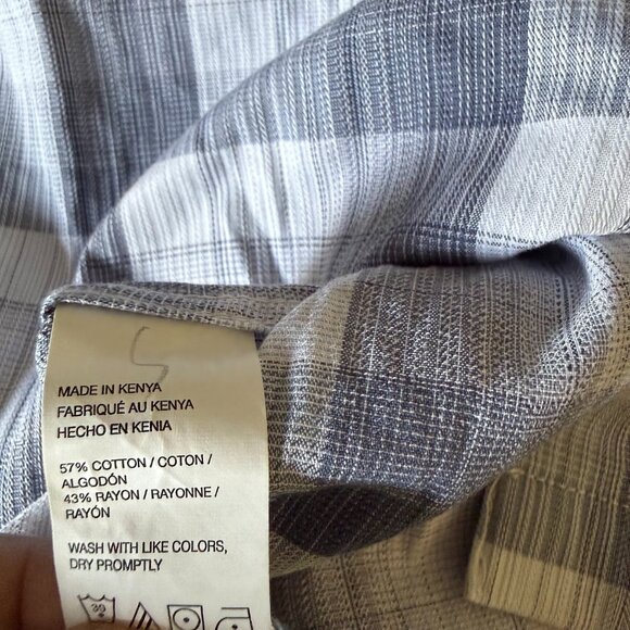 Van Heusen Short Sleeve Button Up Plaid Gray Easy Care Shirt Big Size XXL NEW - Picture 8 of 15